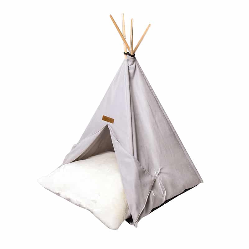 ריבוס מיטת אוהל לחתול אפור