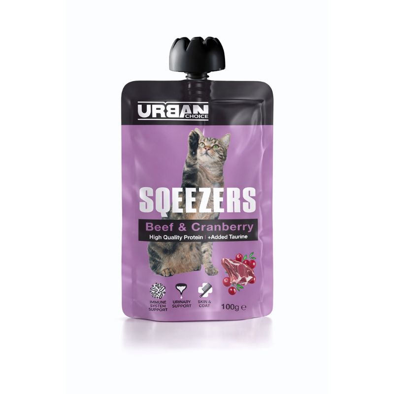 אורבן צ'ויס סקוויז בקר וחמוציות 100ג