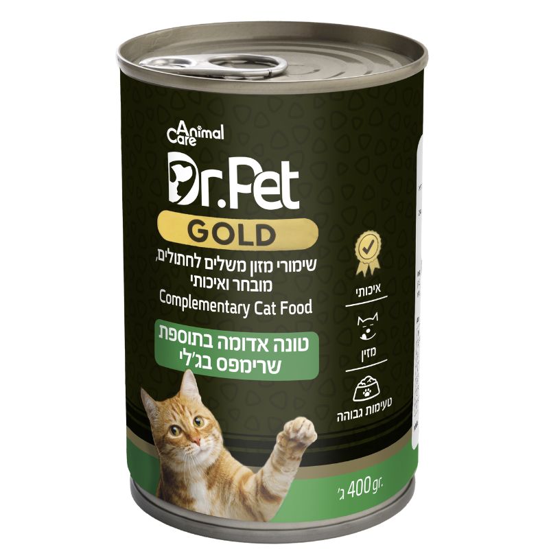 דר פט גולד טונה ושרימפס בג'לי לחתול 400ג